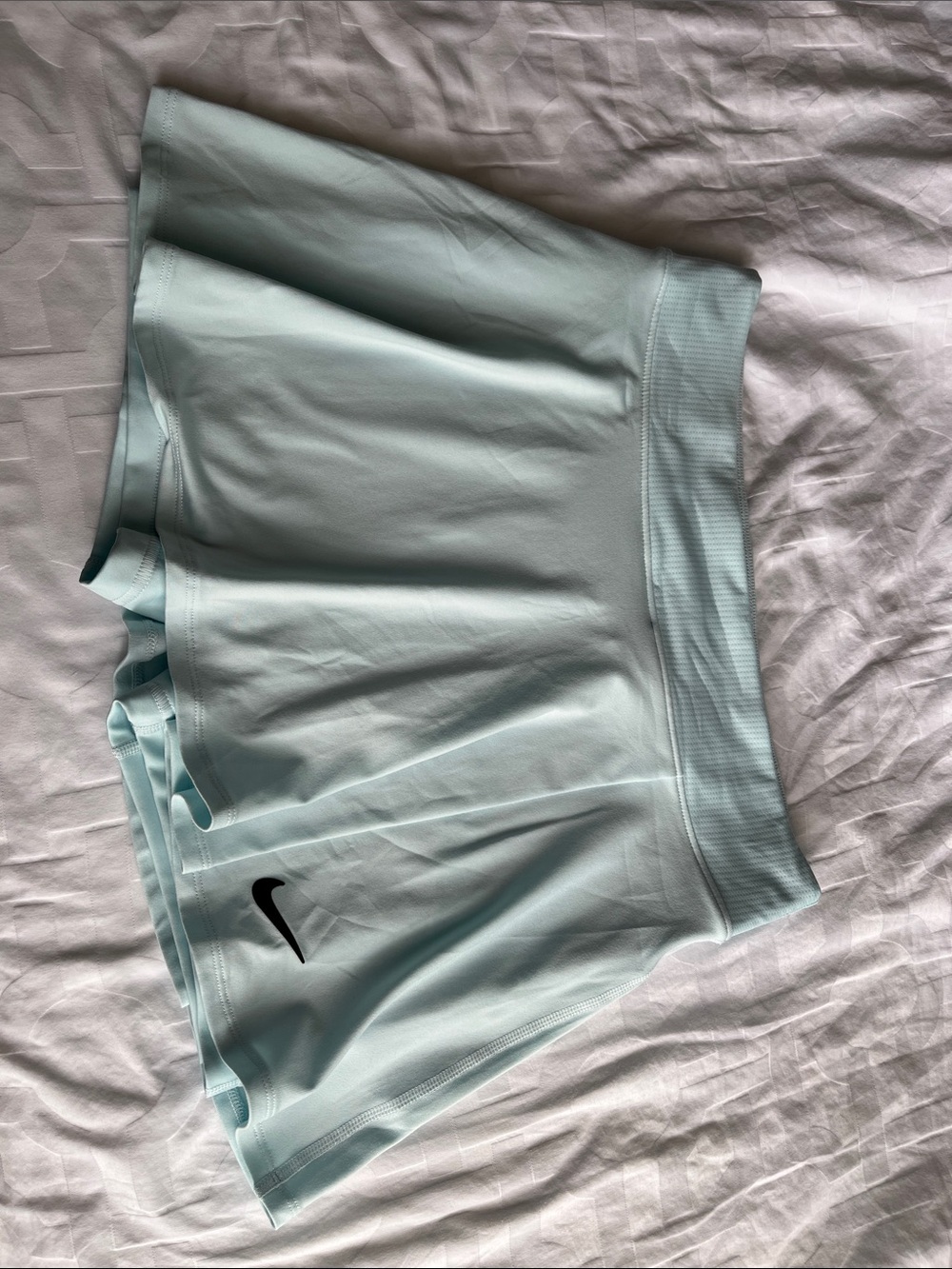 Nike Women's Light Blue Athletic Skort Shorts with Black Swoosh